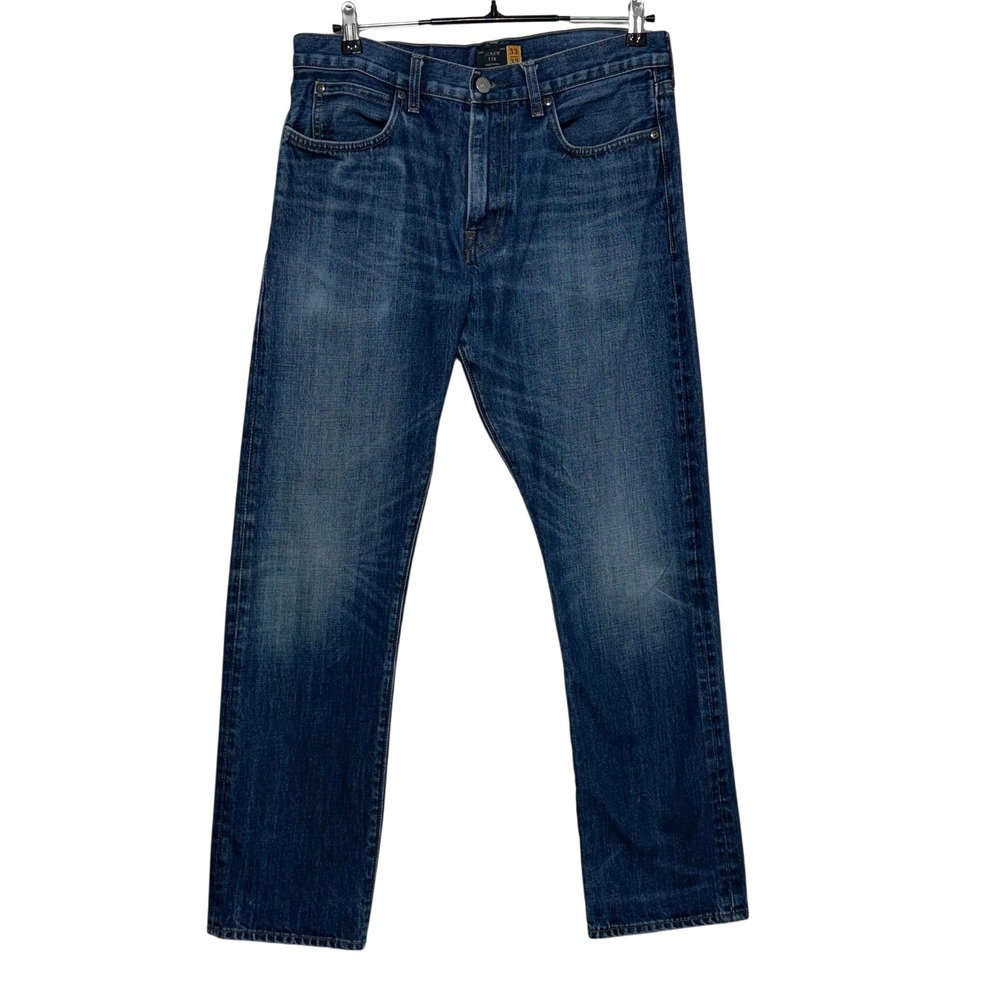 J.Crew Jean Men Measure 33X31 Tag 33x32 Blue 770 Straight Kaihara Japanese Denim
